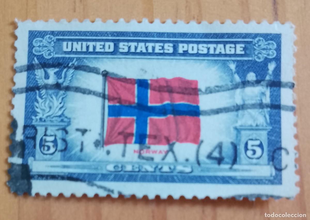 Sellos: EEUU - V/F 5 CENT - A&Ntilde;O 1943 - BANDERA DE NORUEGA