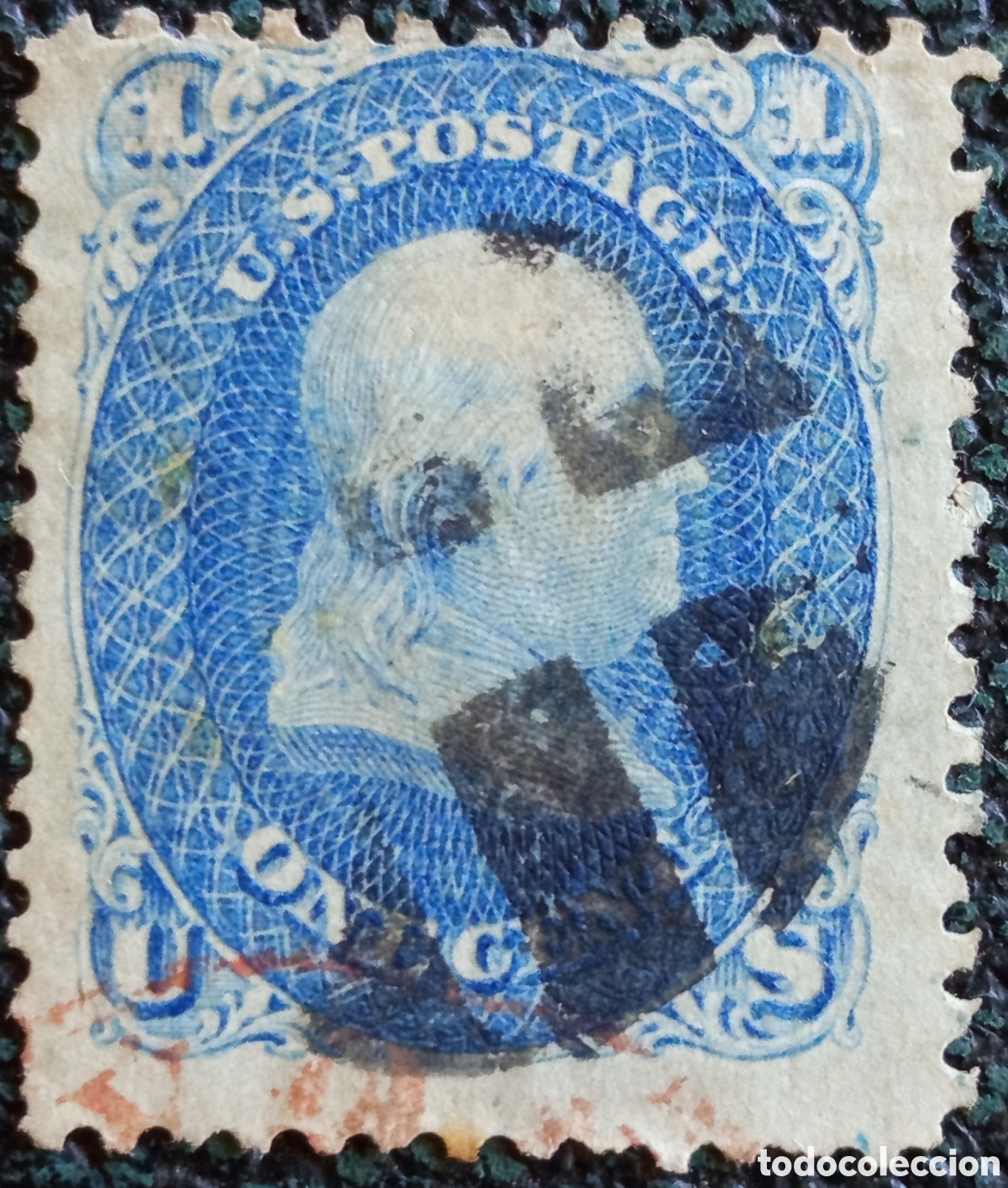 Sellos: Sello EEUU 1 Cent. Benjamin Franklin 1861 - Scott N&ordm; 63 / Yvert N&ordm; 18