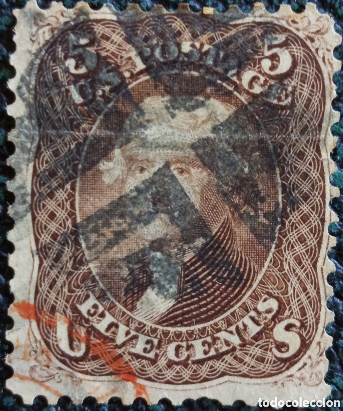 Sellos: Sello EEUU 1861 Thomas Jefferson 5c Marr&oacute;n Usado - Cat&aacute;logo Yvert N&ordm; 21