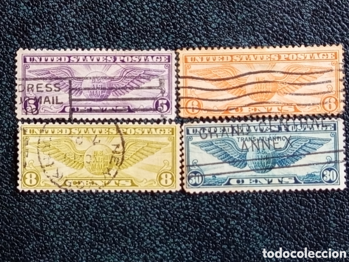 Sellos: Lote 4 Sellos EEUU Correo A&eacute;reo 6c 8c 30c 1941/44 Usados Cat&aacute;logo Scott #C25/30