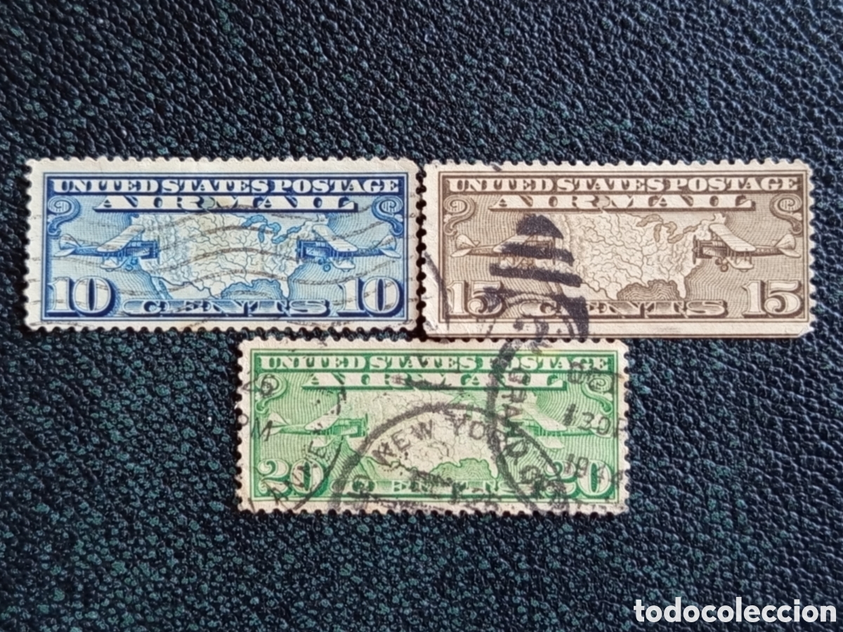 Sellos: Lote 3 Sellos EEUU Correo A&eacute;reo 10c 15c 20c 1926 Usados Cat&aacute;logo Scott #C7/9