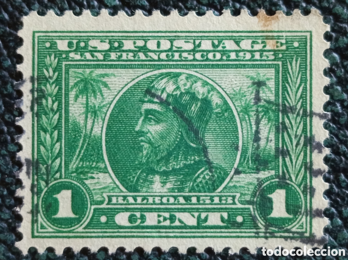 Sellos: Sello EEUU 1c Vasco N&uacute;&ntilde;ez de Balboa 1913 Usado Cat&aacute;logo Scott #397