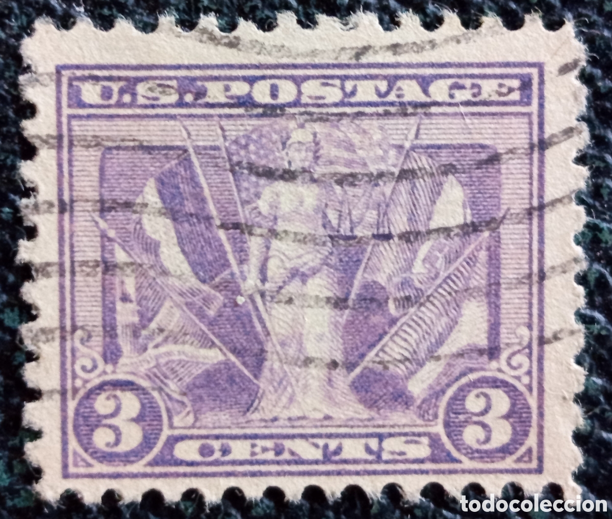 Sellos: Sello EEUU 3c Victoria de la Paz 1919 Usado Cat&aacute;logo Scott #537