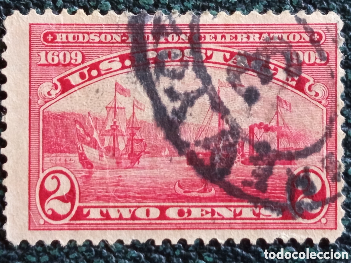 Sellos: Sello EEUU 2c Celebraci&oacute;n Hudson-Fulton 1909 Usado Cat&aacute;logo Scott #372