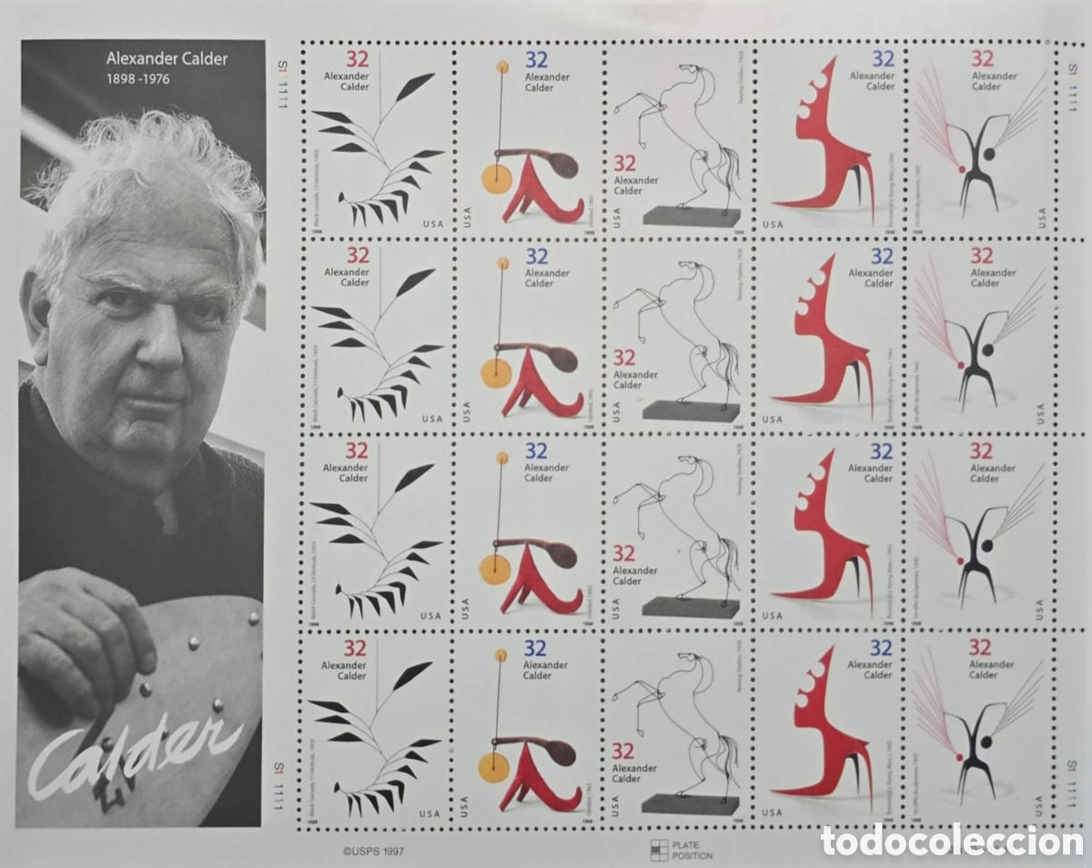 Sellos: CA) 1998 USA, Remembrance sheet commemorating the centenary of the birth of renowned sculptor Al