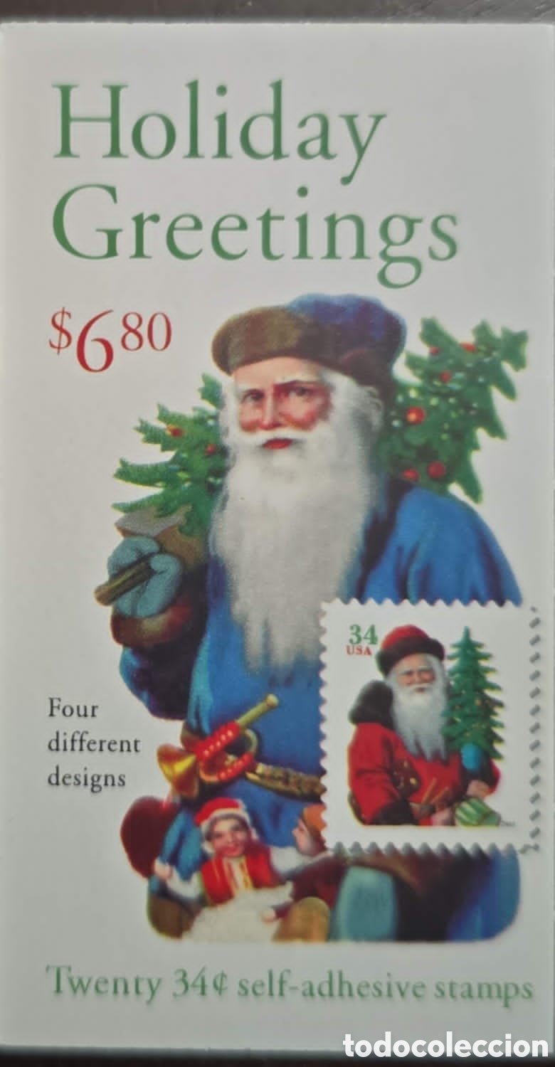 Sellos: CA)2001 USA, &rdquo;Holiday Greetings&rdquo; (Feast greetings), Santa Claus, booklet containing 20 self-ad