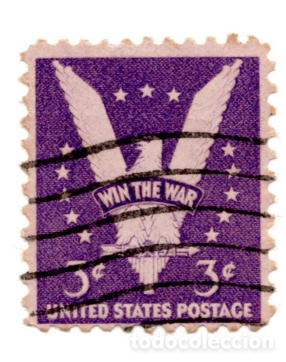 Sellos: EEUU 1942 - Win the War 3c violeta - Aguila victoria - Usado
