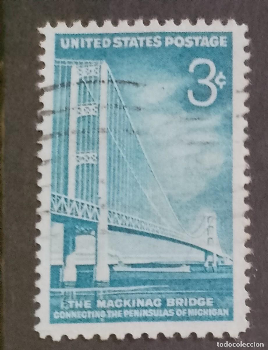Sellos: ESTADOS UNIDOS - V/F 3 C - A&Ntilde;O 1958, EL PUENTE MACKINAC