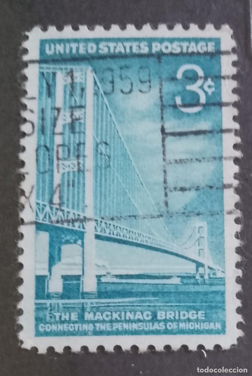 Sellos: ESTADOS UNIDOS - V/F 3 C - A&Ntilde;O 1958, EL PUENTE MACKINAC