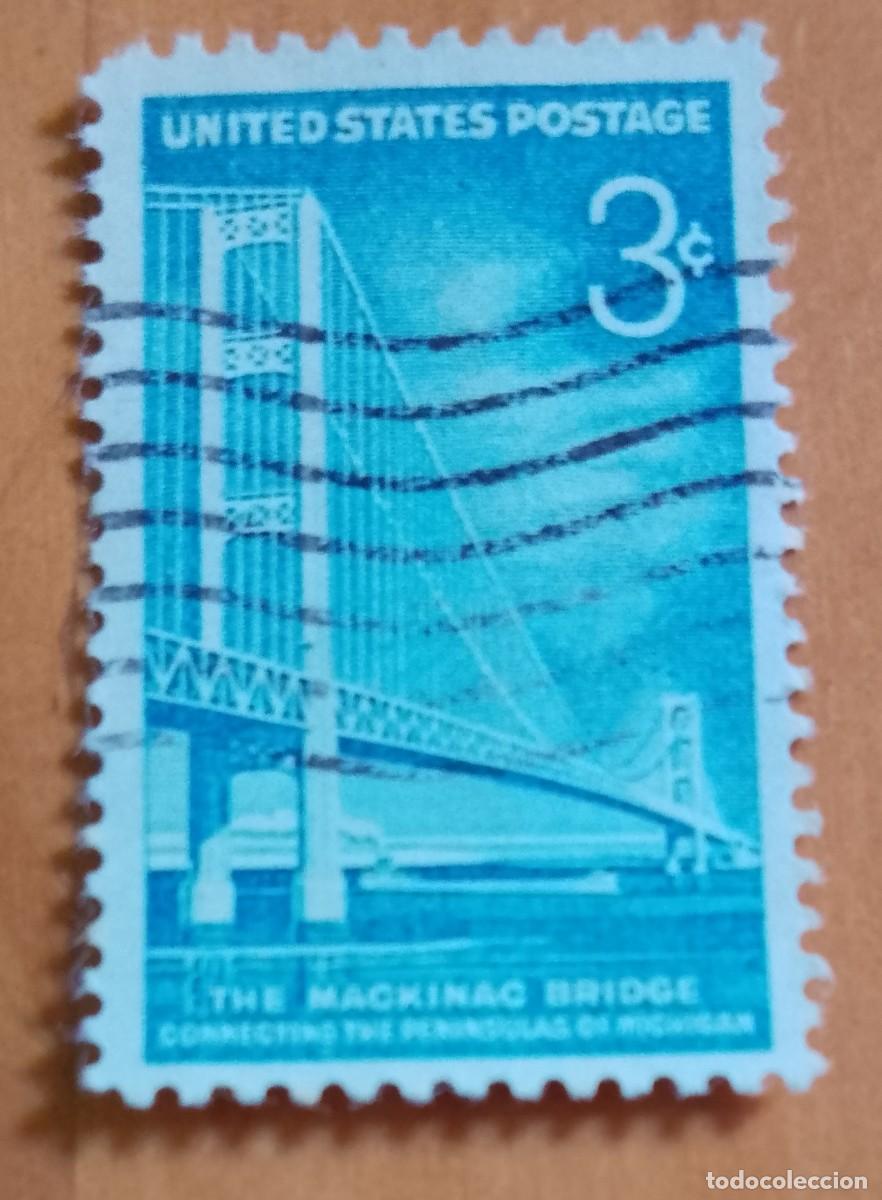 Sellos: ESTADOS UNIDOS - V/F 3 C - A&Ntilde;O 1958, EL PUENTE MACKINAC
