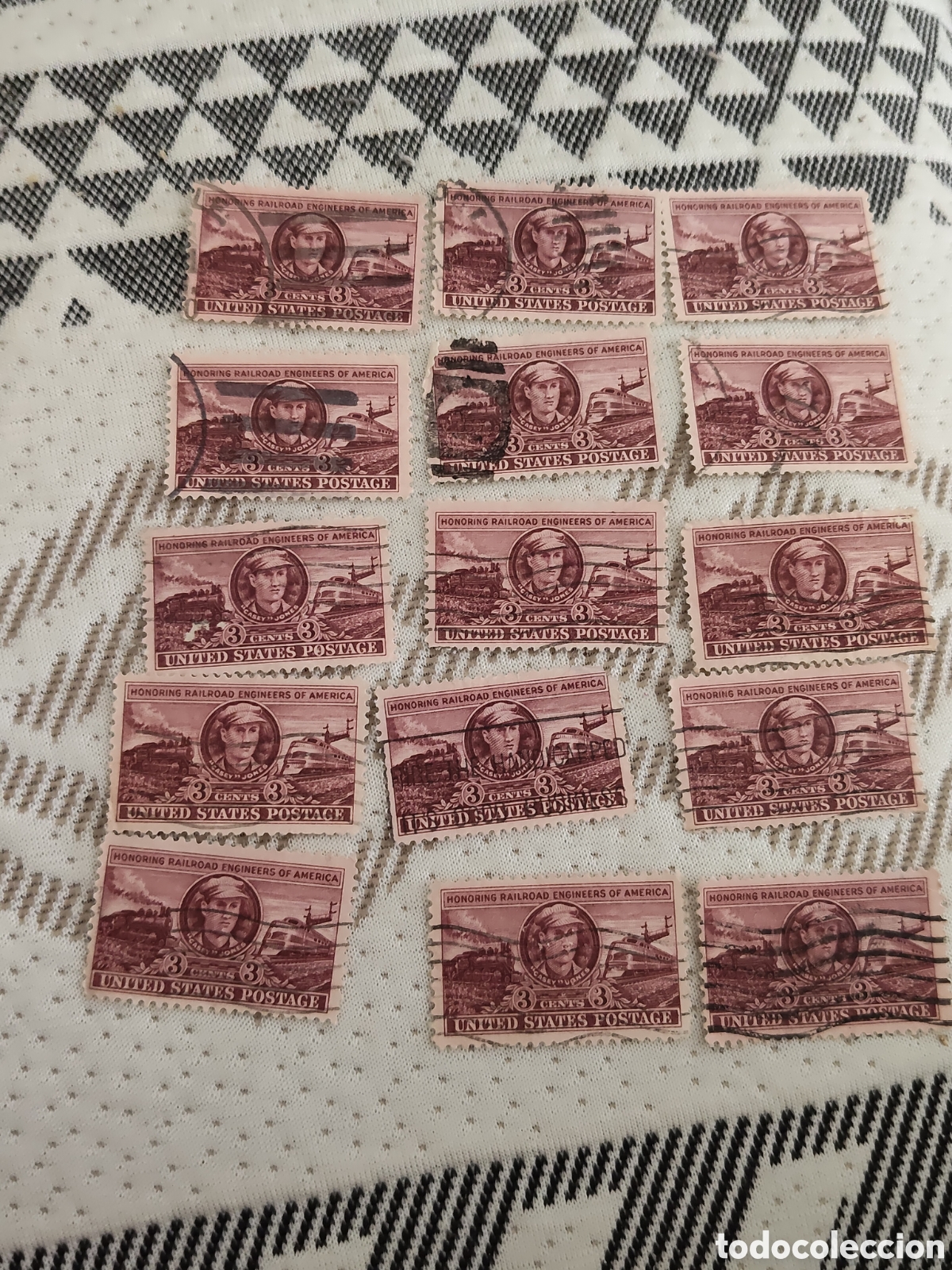 Sellos: 15 sellos de Estados Unidos en honor a los ingenieros ferroviarios 1950 usados