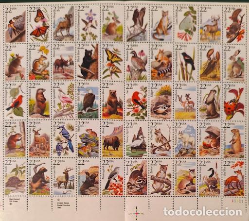 Sellos: Hoja bloque / Pliego completo sellos USA 1987 - Wildlife / Fauna norteamericana