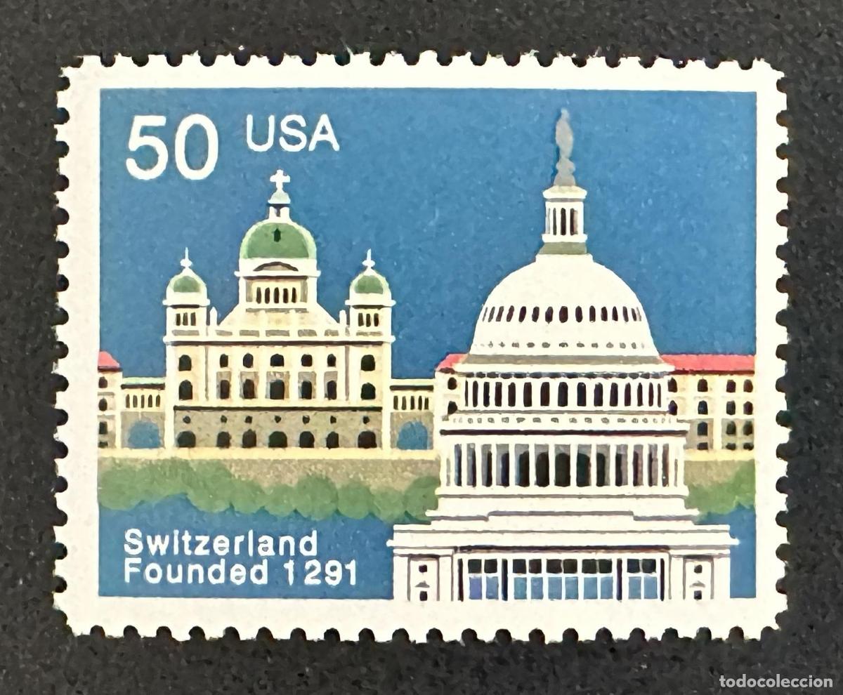 Selos: EEUU 1991 Mi. 2120 emisi&oacute;n conjunta Suiza Capitolio Bundeshaus