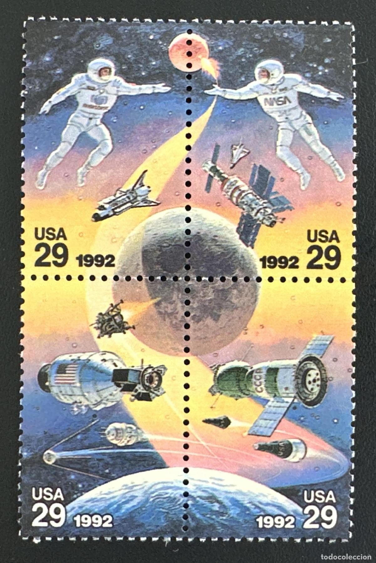 Selos: EE.UU. 1992 Mi. 2235-2238 emisi&oacute;n conjunta espacio NASA astronautas