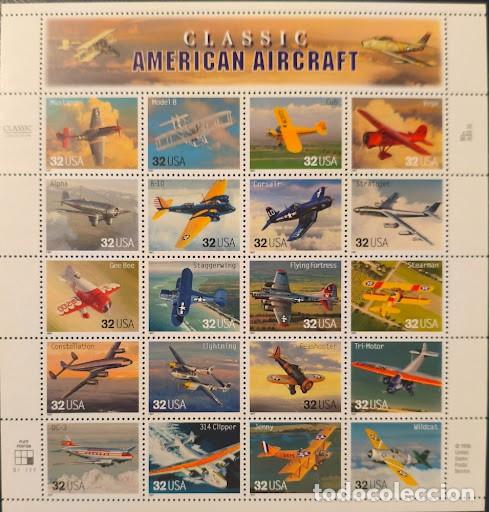 Sellos: Pliego Completo Sellos USA 1997 - Classic American Aircraft (Aviones Cl&aacute;sicos) - NUEVO / MNH