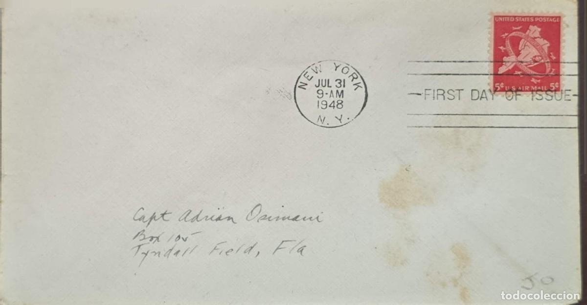 Sellos: MI) 1948. UNITED STATES, FDC, AIRMAIL, COVER SENT FROM NEW YORK TO FLORIDA,MAP OF FIVE BOROUGHS NEW