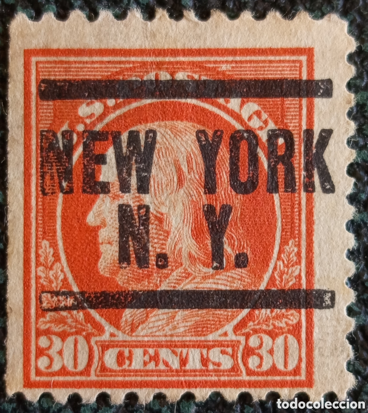Sellos: Sello EE.UU. 1917 (Scott #516) usado con precancelaci&oacute;n y marquilla de Heras