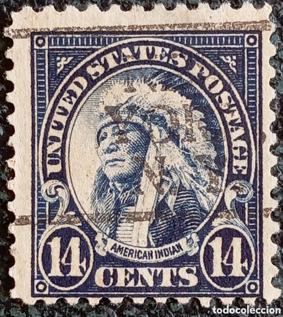 Sellos: Sello EEUU 1923 14 Cents American Indian Indio Usado Cat&aacute;logo Scott #565