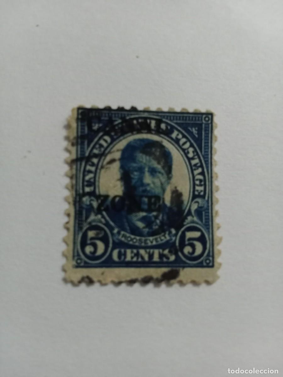 Sellos: SELLOS EE.UU. A&Ntilde;O 1924, USADO, 5 CENTS. PELUCHE AZUL, SOBRECARGA CANAL ZONE. SCOTT#74