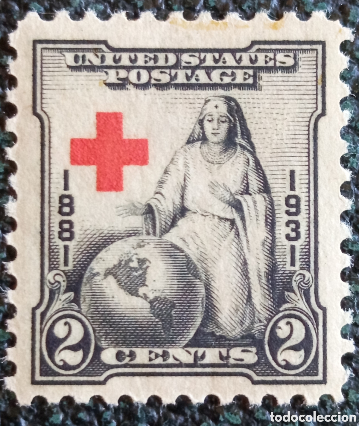 Sellos: Sello EE.UU. 1931 Cincuenta Aniversario Cruz Roja Scott 702 Sin Matasellar