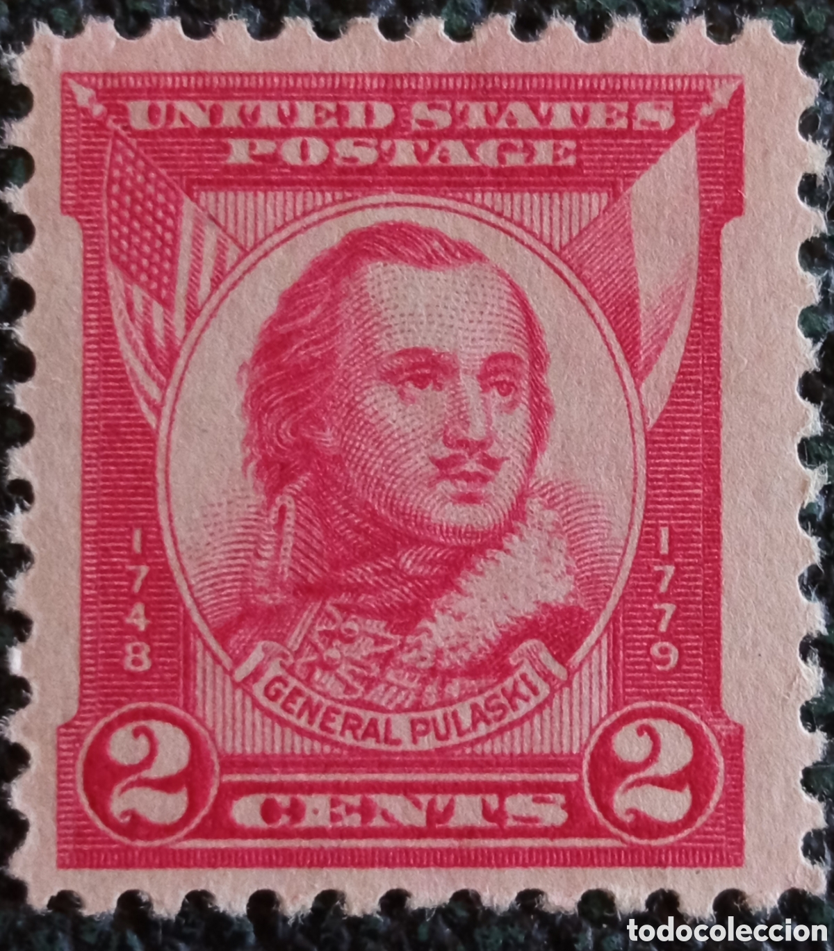 Sellos: Sello EE.UU. 1931 Conmemorativo General Pulaski 2c Rojo Scott 690 MH