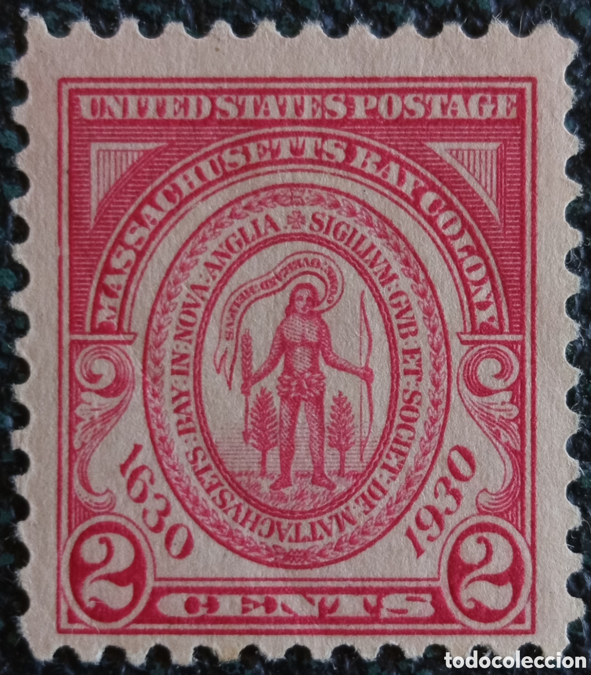 Sellos: Sello EE.UU. 1930 Colonia Bah&iacute;a de Massachusetts 2c Rojo Scott 682 MH