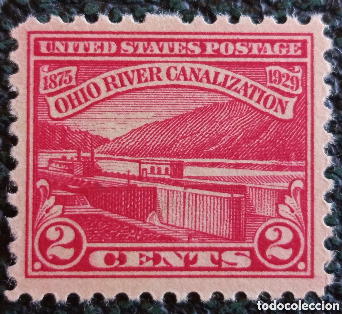 Sellos: Sello EE.UU. 1929 Canalizaci&oacute;n R&iacute;o Ohio 2c Scott #681 MNH