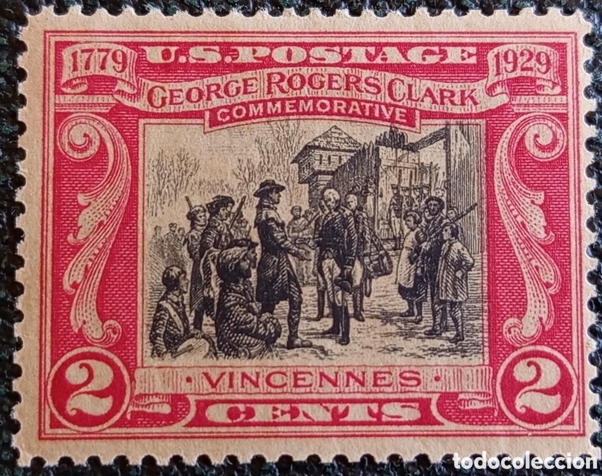 Sellos: Sello EE.UU. 1929 George Rogers Clark 2c Vincennes Scott #651 MH