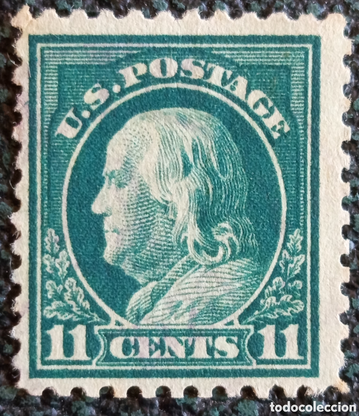 Sellos: Sello EE.UU. 1917 Benjamin Franklin 11c Verde Scott #511 MH