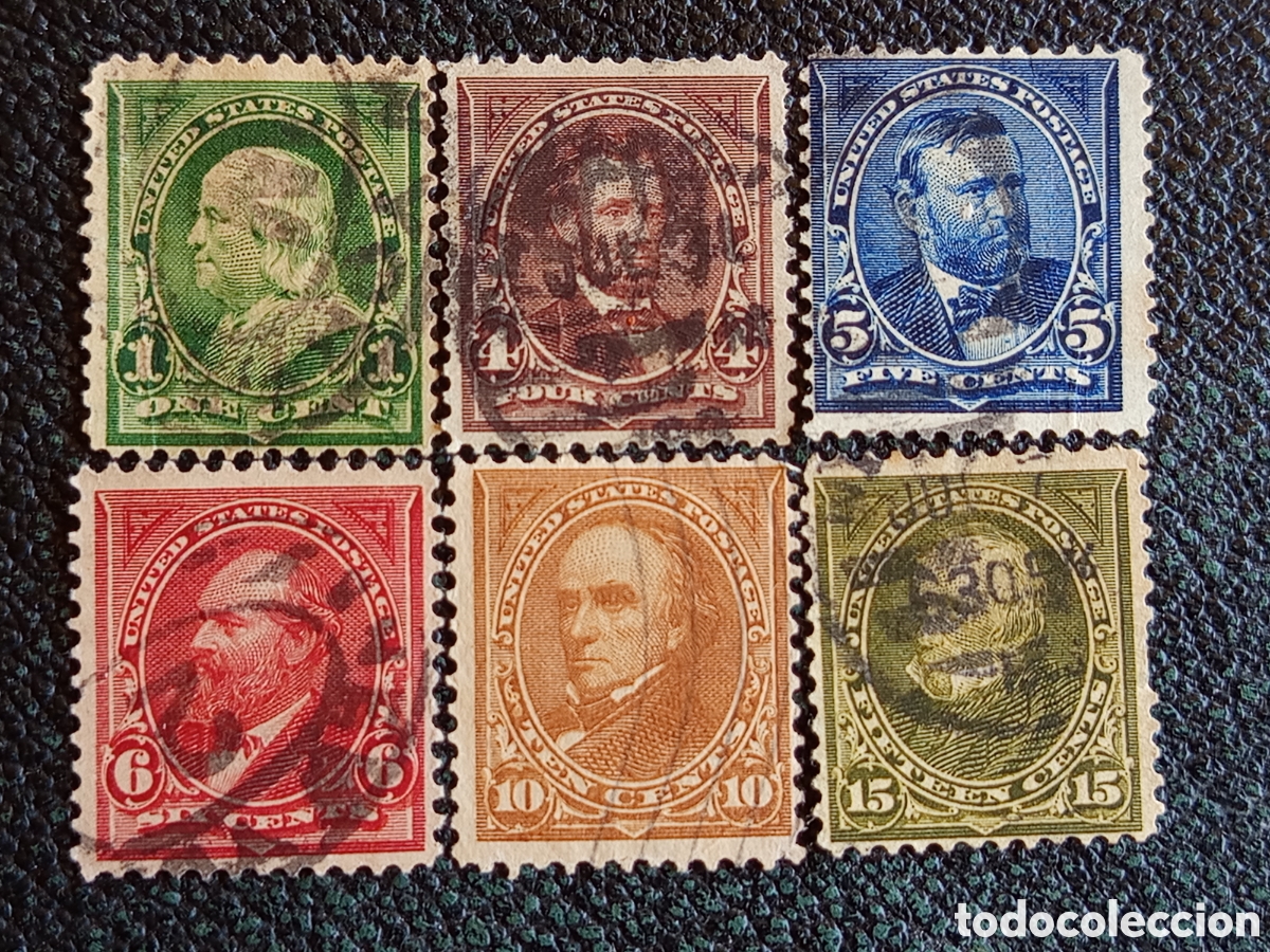 Sellos: Lote 6 Sellos EE.UU. Clasicos Serie Regular 1890-1893 Usados Scott #219-227