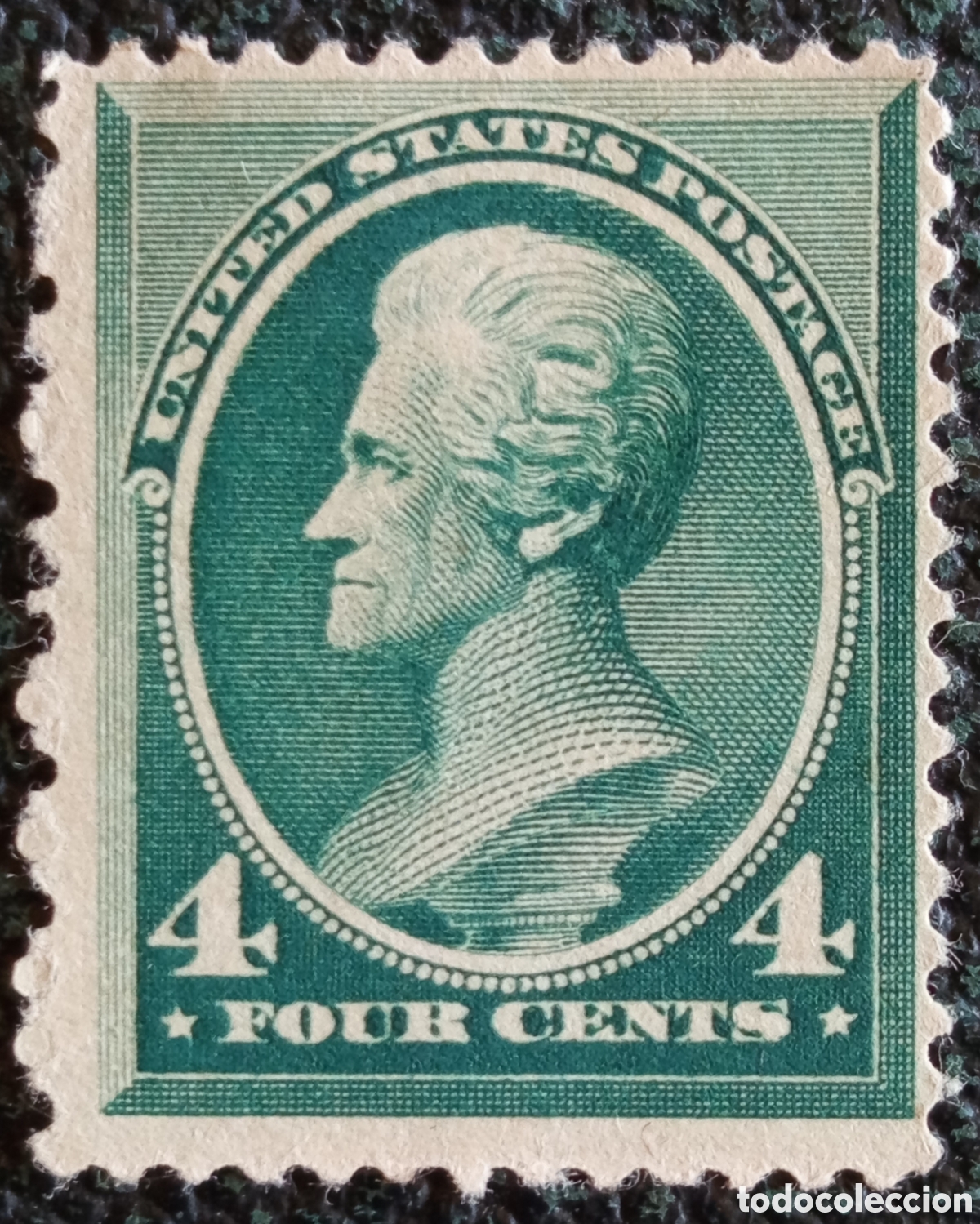 Sellos: Sello EE.UU. 1890 Andrew Jackson 4c Verde Oscuro Scott #222 MH