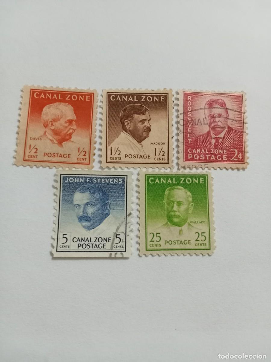Sellos: SELLOS CANAL ZONE, A&Ntilde;O 1946//49, SCOTT# 136/40, USADO. PERSONAJES HIST&Oacute;RICOS.