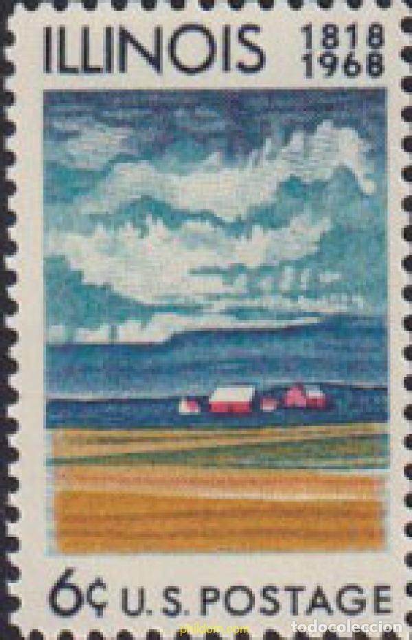 Sellos: 161880 MNH ESTADOS UNIDOS 1968 150 ANIVERSARIO DEL ESTADO DE ILLINOIS DENTRO DE LA UNION