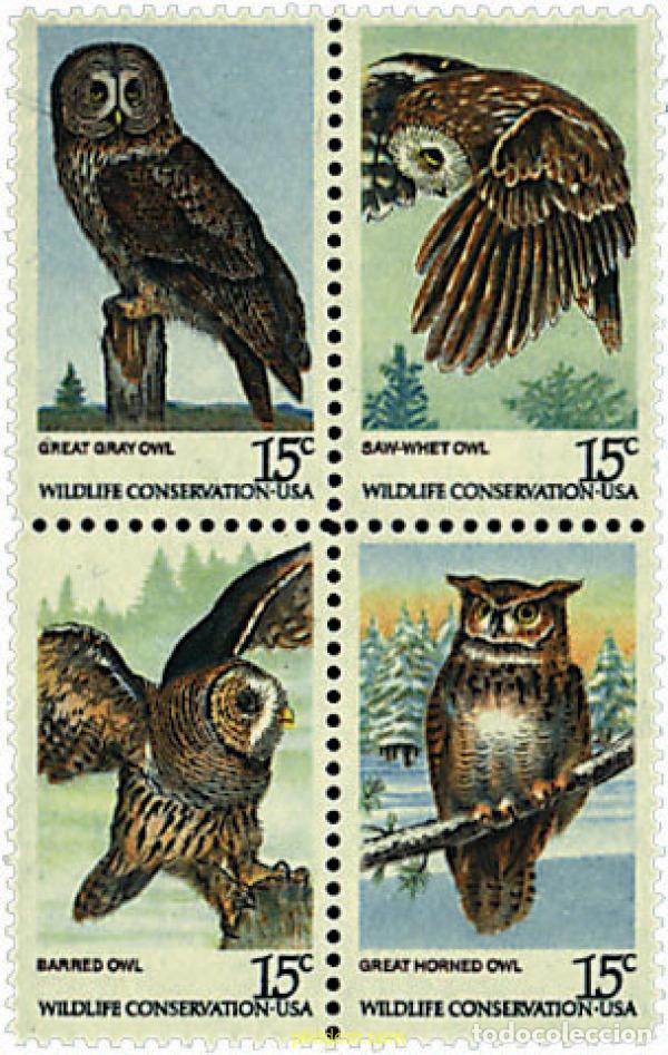 Sellos: 161931 MNH ESTADOS UNIDOS 1978 AVES NOCTURNAS