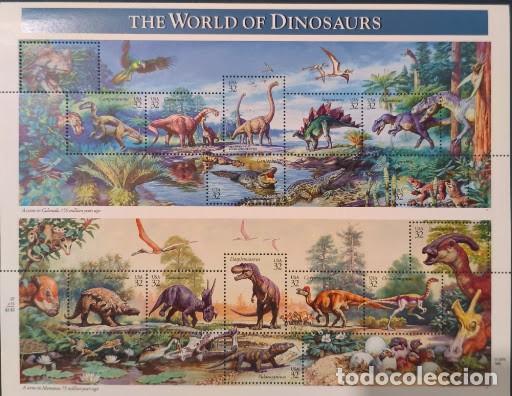 Sellos: USA 1996 - &rdquo;The World of Dinosaurs&rdquo; (El Mundo de los Dinosaurios) - 15 sellos - NUEVA sin fijasellos