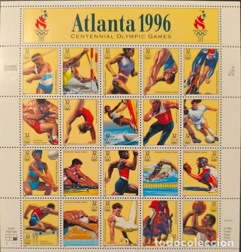 Sellos: Hoja bloque / Pliego completo sellos USA - Atlanta 1996 - Juegos Ol&iacute;mpicos del Centenario (Nuevo)