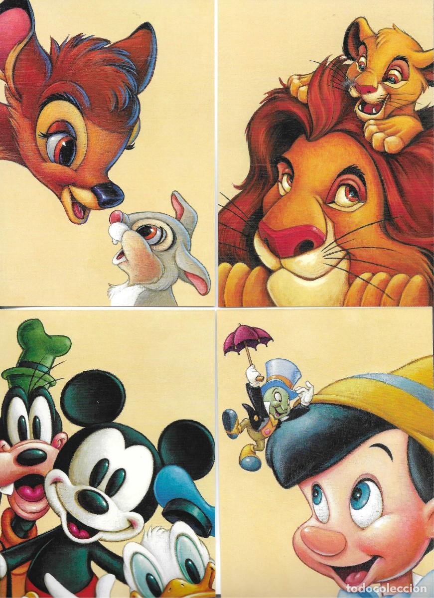 Sellos: &rdquo;El Arte de Disney. Amistad&rdquo; Lote de 4 American Stamped Postal Cards. 10 x 15 cms