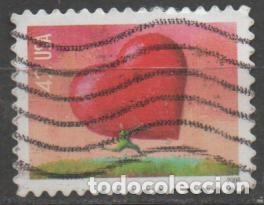 Sellos: ESTADOS UNIDOS IVERT N&ordm; 4046, AMOR, CORAZON, USADO