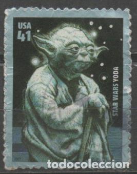 Sellos: ESTADOS UNIDOS IVERT N&ordm; 3999, CINE: LA GUARRA DE LAS GALAXIAS, YODA, USADO