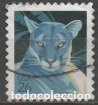 Sellos: ESTADOS UNIDOS IVERT N&ordm; 3933, PUMA, USADO. FAUNA