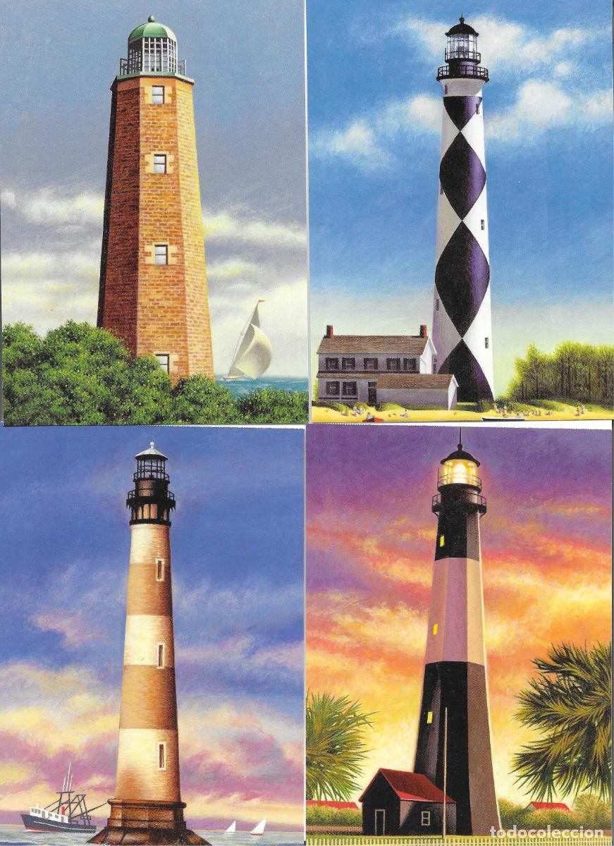 Sellos: &rdquo;Southeastern Lighthouses&rdquo; Lote de 5 American Stamped Postal Cards. 10 x 15 cms