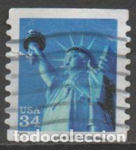 Sellos: ESTADOS UNIDOS IVERT N&ordm; 3157, ESTATUA DE LA LIBERTAD, DENTADO POR DOS LADOS, USADO