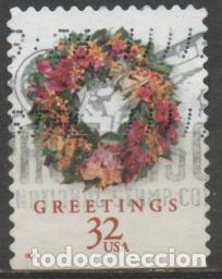 Sellos: ESTADOS UNIDOS IVERT N&ordm; 2818, NAVIDAD 1998, ADORNO FLORAL, USADO