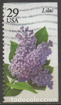 Sellos: ESTADOS UNIDOS IVERT N&ordm; 2764, FLORES DE JARDIN: LILA, USADO