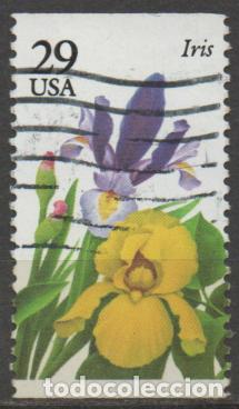 Sellos: ESTADOS UNIDOS IVERT N&ordm; 2764, FLORES DE JARDIN: IRIS, USADO