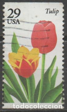 Sellos: ESTADOS UNIDOS IVERT N&ordm; 2762, FLORES DE JARDIN: TULIPAN, USADO