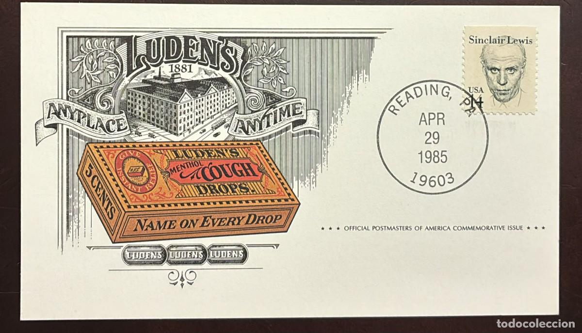 Sellos: TS) 1985 UNITED STATES,LUDEN'S COUGH DROPS FOUNDED 1879 BY WILLIAM H. LUDEN,WITH THE WRITER SINCLAIR