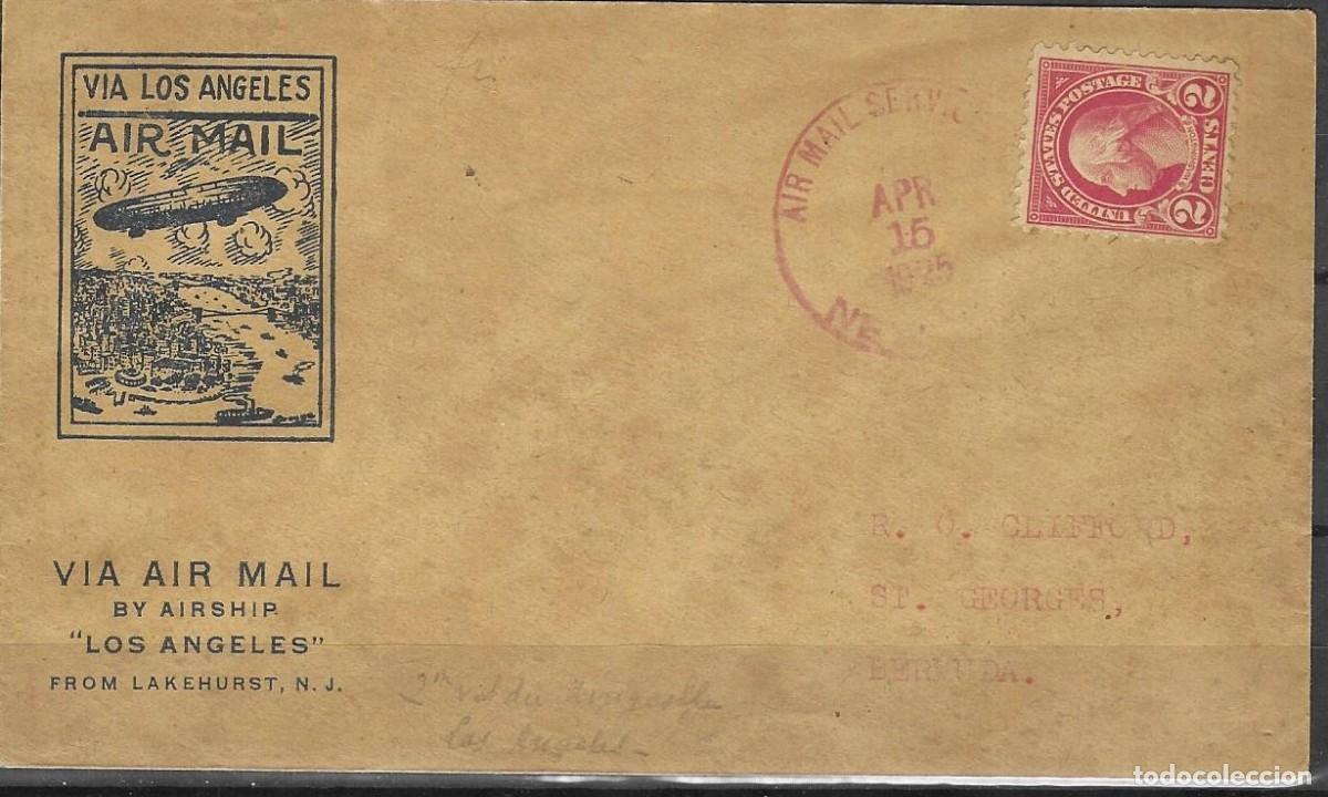 Sellos: Excepcional sobre de aerofilatelia (Flight Cover) del dirigible militar estadounidense USS Los Angel