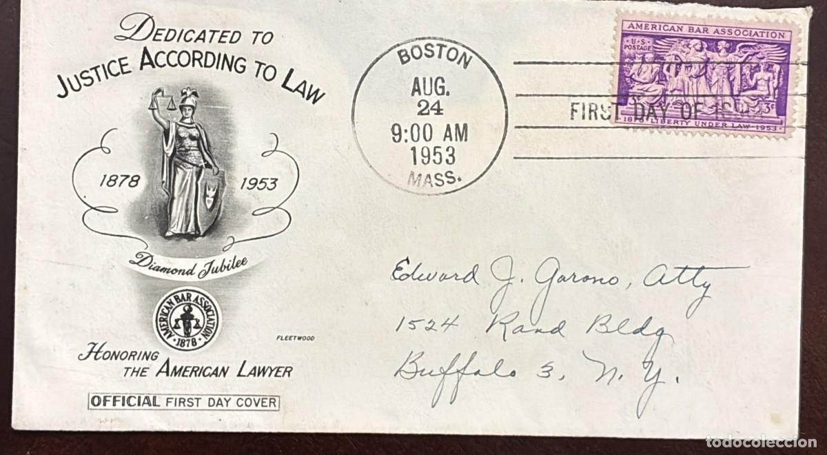 Sellos: TS) 1953 UNITED STATES, FDC, COVER SENT FROM BOSTON TO NEW YORK,75TH ANNIVERSARY OF THE NATIONAL ASS