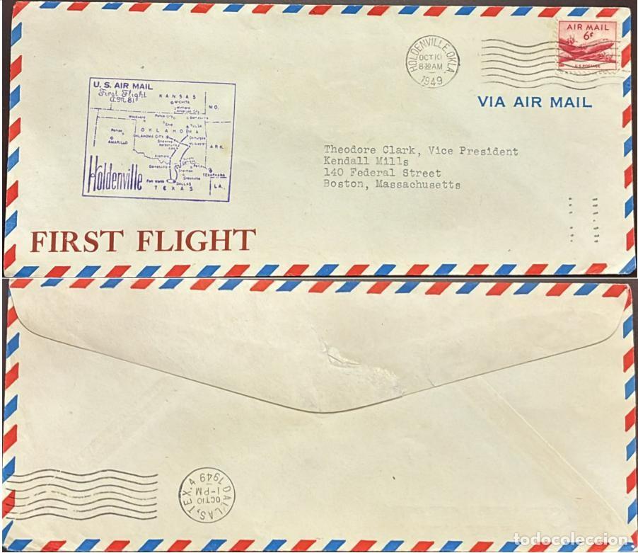 Sellos: TS) 1949 UNITED STATES, CANCELLATION STAMP, AIRMAIL, COVER SENT FROM OKLAHOMA TO BOSTON, WITH THE DO